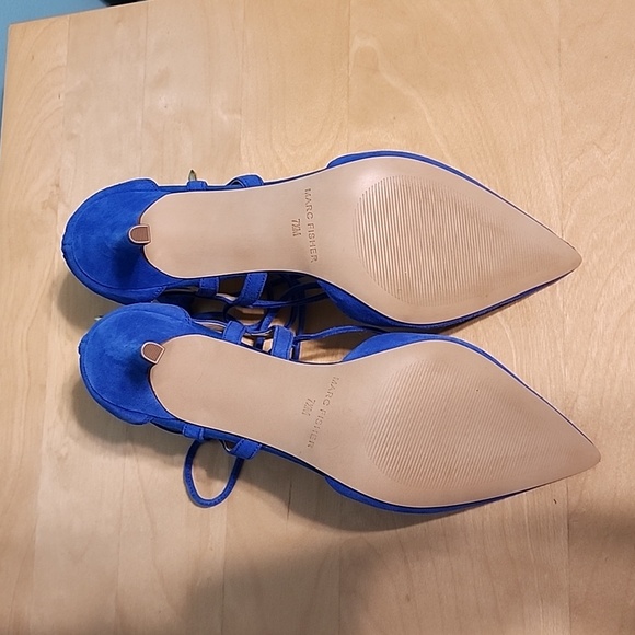 MARC FISHER Truthe Blue Suede Lace-up Stiletto Heels, Size 7.5M - Picture 6 of 9